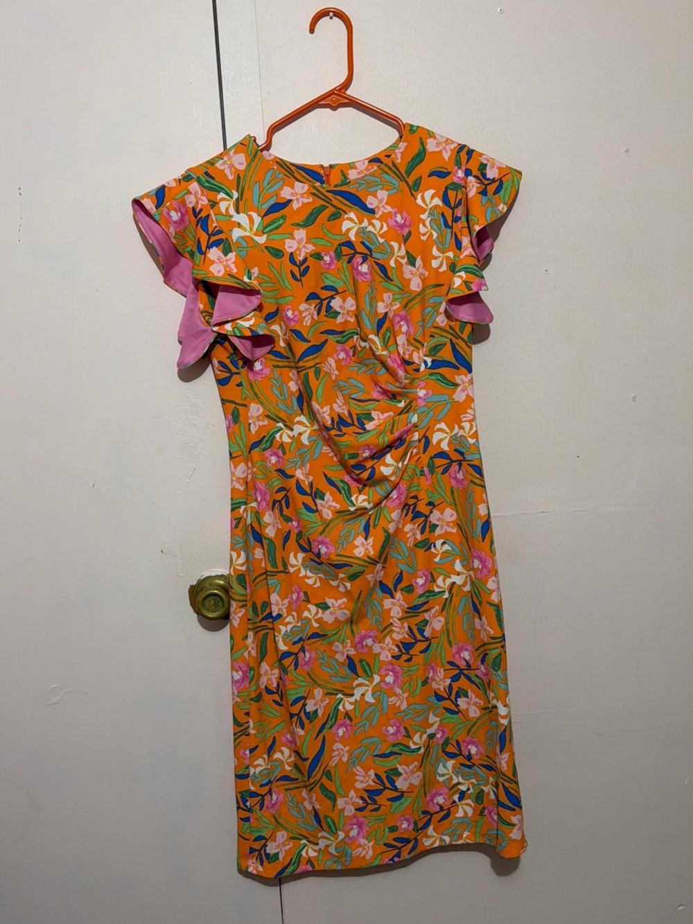 Shelby & Palmer Orange Floral Ruffle Mini Dress